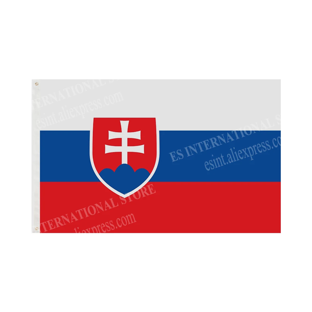 Slovakia Flag Graphic Custom Printed Hanging Banner Design Outdoor Party Sport Polyester Shaft Cover Grommets 3X5FT 90X150CM