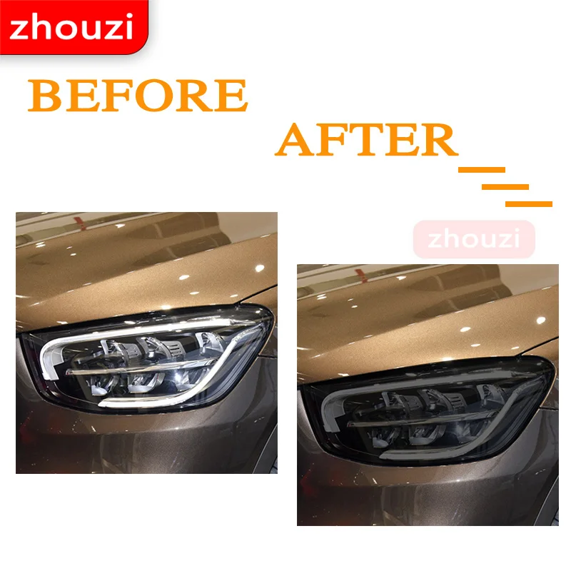 For Mercedes Benz GLC Class SUV X253 AMG Car Headlight Tint Black Protective Film Taillight Transparent TPU Sticker Accessories