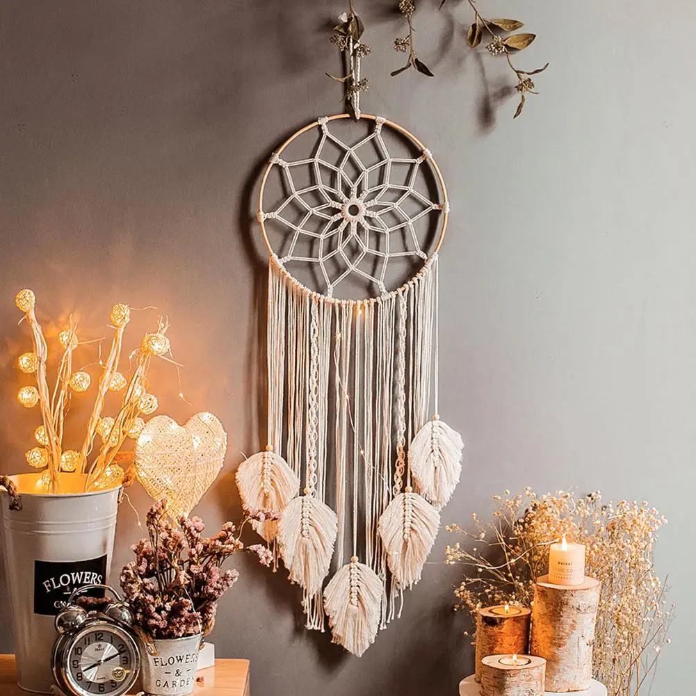 Bohemian Dream Catcher Tapestry Hand-Woven Soft Wall Hanging Tassel Macrame Pendant Home Bedroom Decoration Dream Catcher