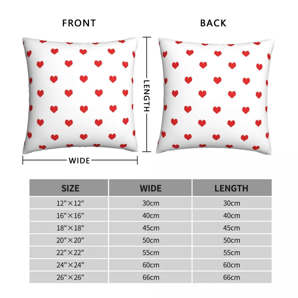 Heart White And Red Minimal Valentines Day Square Pillowcase Polyester Linen Velvet Zip Decor Throw Pillow Case Sofa Cushion