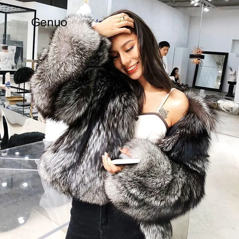 Manica lunga Casual 2021 New Fashion Fur Coat cappotto corto in pelliccia di volpe artificiale da donna autunno inverno cappotti in pelliccia da donna caldi