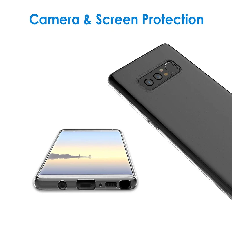 Clear Mobile Phone TPU Cases for Samsung Galaxy Note 8 Transparent Soft Silicone 360 Protective GalaxyNote8 Note8 Back Cover Gel