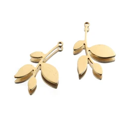 20pcs Raw Brass Earrings Pendants Branch Leaf Charms Diy For Jewelry Making Accessories Handmade Necklace Bracelets Findings
