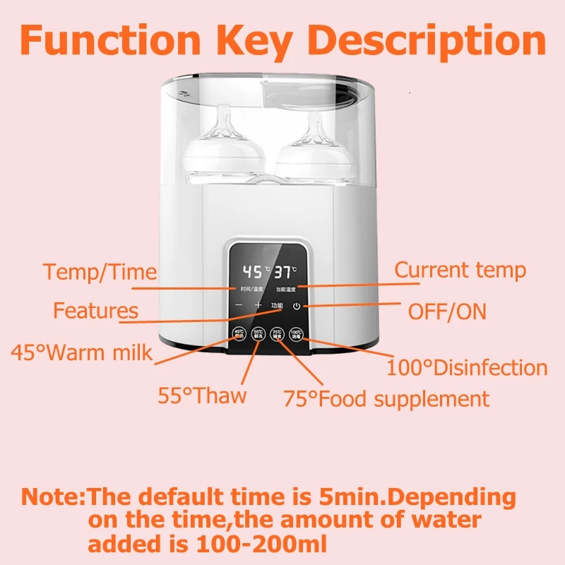 6 in 1 Baby Flasche Wärmer & Flasche Sterilisator, Doppel Flasche Wärmer für Brust Milch, LCD Display Genaue Temperatur Control