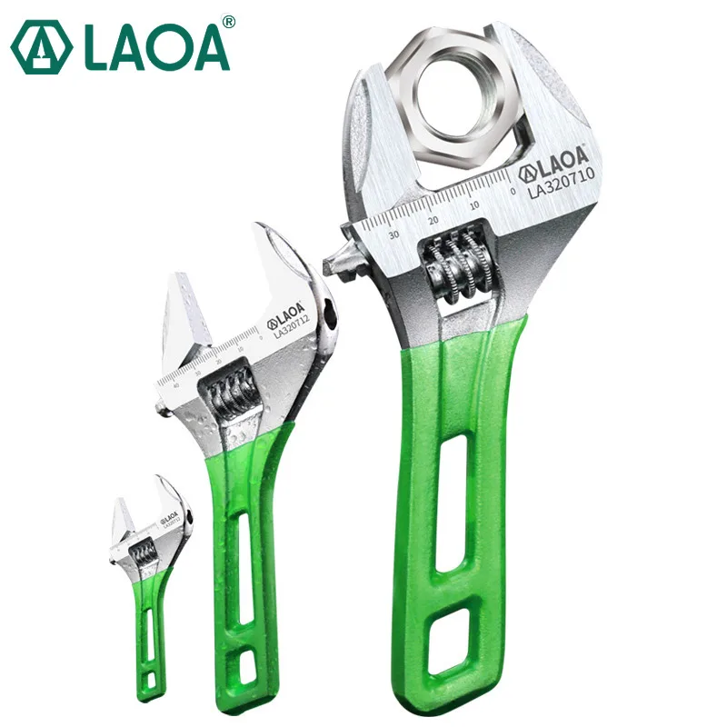 

LAOA Monkey Wrench Short Handle Adjustable Spanner HCS material Laser Scale Rubber Wrapped Monkey Spanner