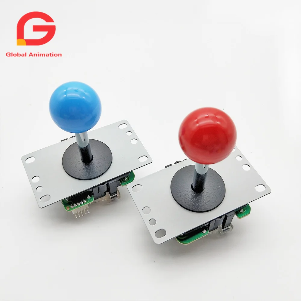 2 PCS Copy Sanwa Quality 5Pin 8way Long Stick Joystick Multi Color Happ Ball for Arcade Game Machine PC MAME Pandora box console