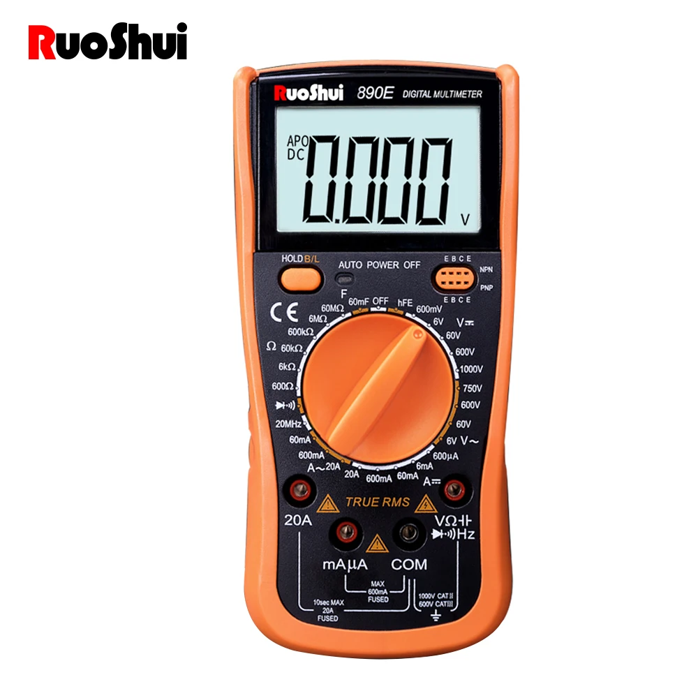 Victor 890E Digital Multimeter Capacitance 60000uF True RMS Backlight AC/DC Voltage Current Frequency 20MHz 1000V Triode Tester