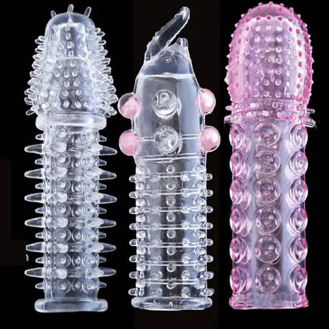 Dotted Penis Enlargement Delayed Extender condom Reusable Cock Ring Bold vibrator sleeve,sex toys for man, Beads Dragon thorn