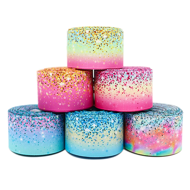 10 Yards 1,5 Zoll 38 mm Regenbogenfarben bedruckte Ripsbänder für Haarschleifen, DIY-Bastelmaterial Y2020110401 – Detail 2