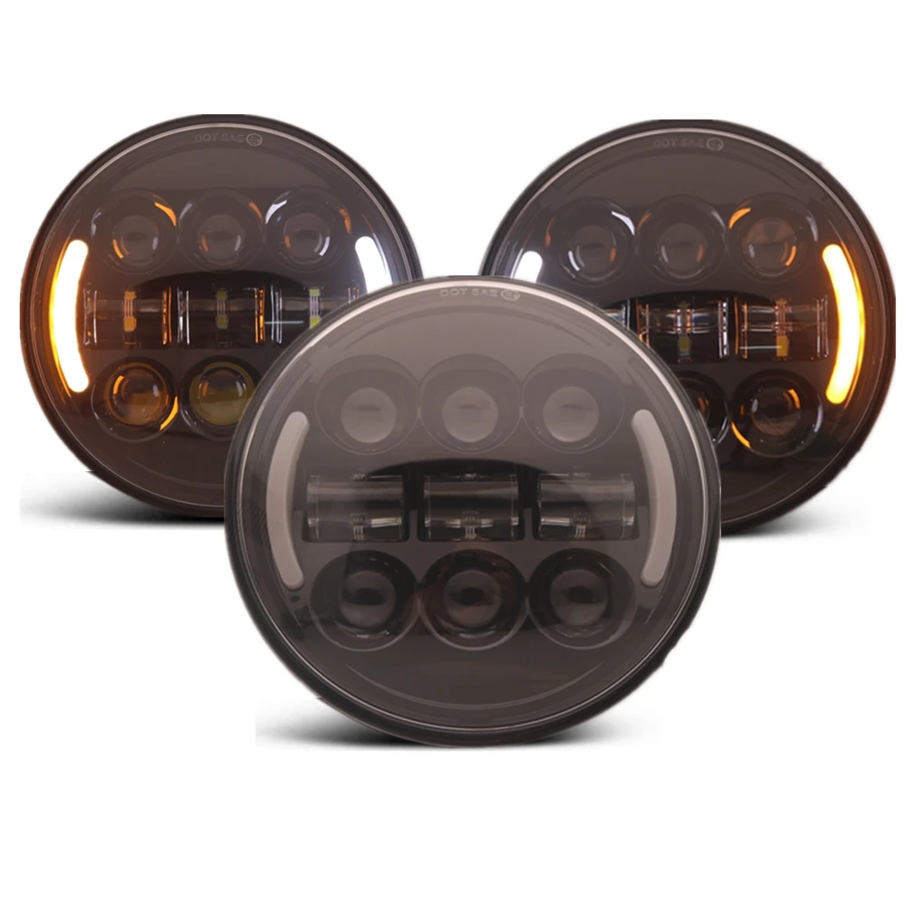 45W 5 3/4 5.75 Inch Headlight Motorcycle Led DRL Turn Signal Halo for Sportster Dyna Headlight Accessories