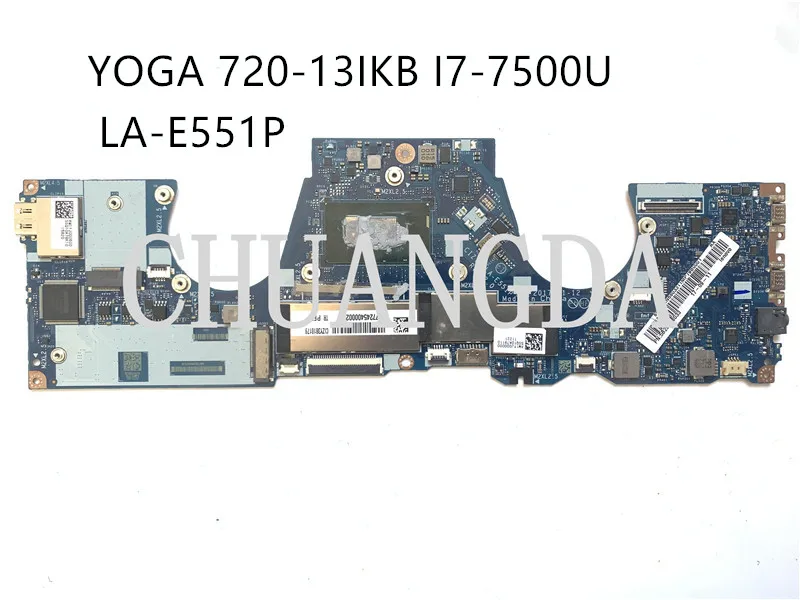 

LA-E551P Материнская плата для ноутбука Lenovo Yoga 720-13IBK 13,3 "IP5-8250U SR342 i5-7200U Процессор 8 ГБ оперативной памяти Основная плата