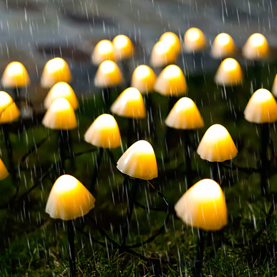 10/20/30PCS Mini Mushroom Solar String Light Outdoor Patio Pathway Landscape Fairy Light Courtyard Lawn Solar Ground Stakes Lamp