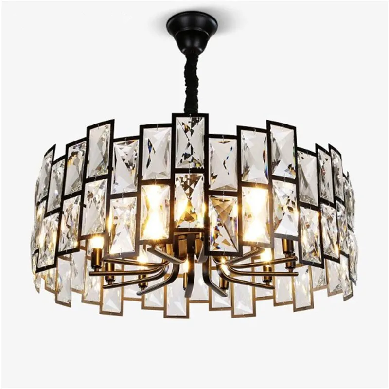 

New Modern Round Chandelier Lighting LED Lamp Living Room Bedroom Crystal Lamp Home Light Fixture Black Chandeliers