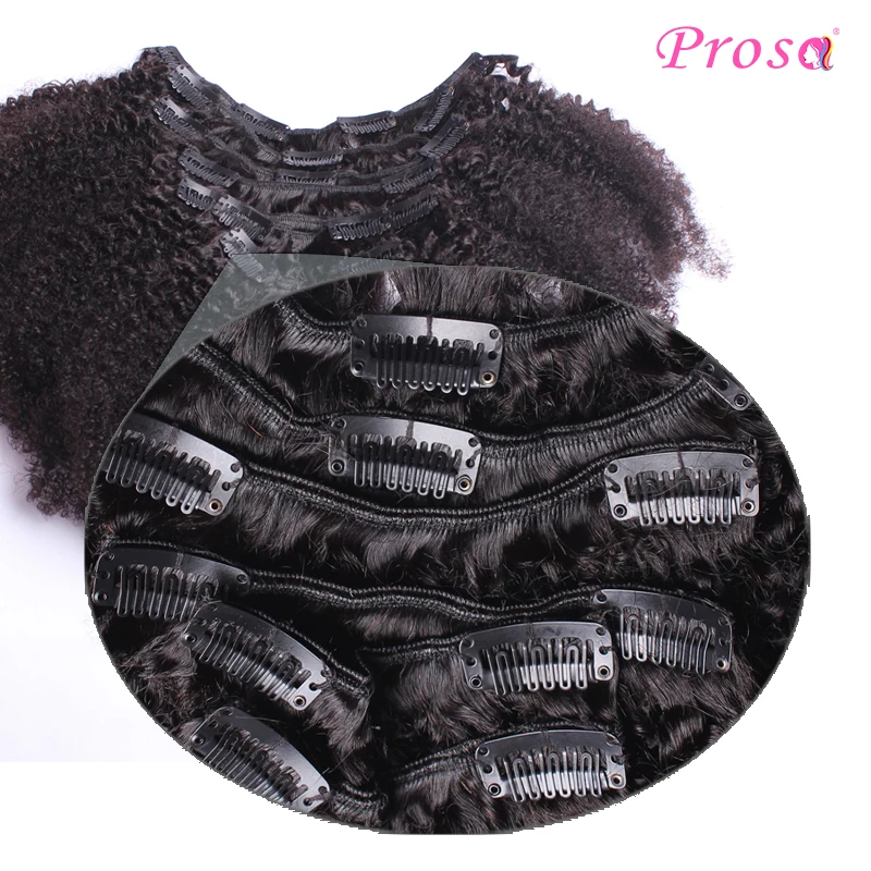 Clip humano rizado Afro 4c para mujeres negras, extensiones de cabello Natural, brasileño, Real