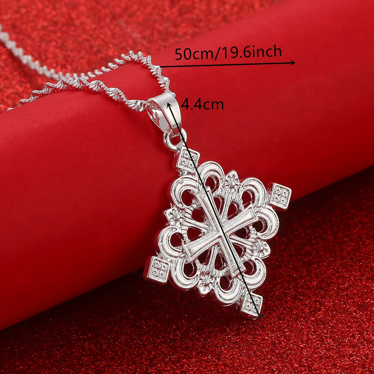 Ethiopian Silver Color Cross Pendant Necklaces for Women Eritrea Africa Ethnic Crosses Chain Jewelry