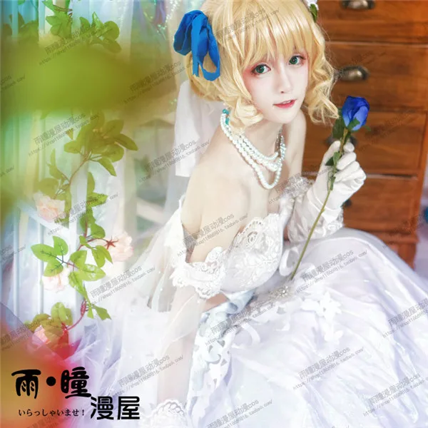 Japanese Anime Hot Game Fate Fgo Altria Pendragon Saber Cosplay Costume Gorgeous Wedding Dress full sets