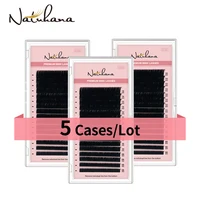 NATUHANA pestañas postizas 5 cajas/lote 16 filas 8 ~ 15mm pestañas mate extensión de pestañas de visón sintético maquillaje suave Natural Cilios
