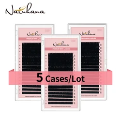 NATUHANA 5Cases/Lot 16rows 8 ~ 15mm 매트 속눈썹 합성 밍크 속눈썹 확장 자연 가짜 거짓 속눈썹 소프트 메이크업 Cilios