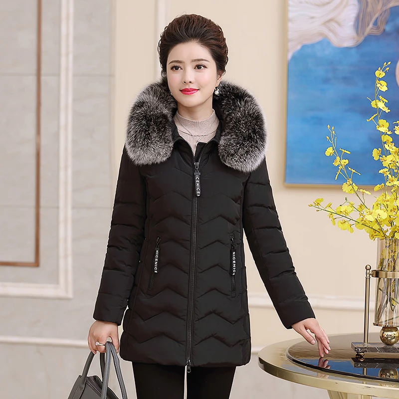 Women's Down Winter 2020 Coat Female Fox Fur Collar Plus Size Hooded Warm Puffer Jacket chaqueta mujer 10 674