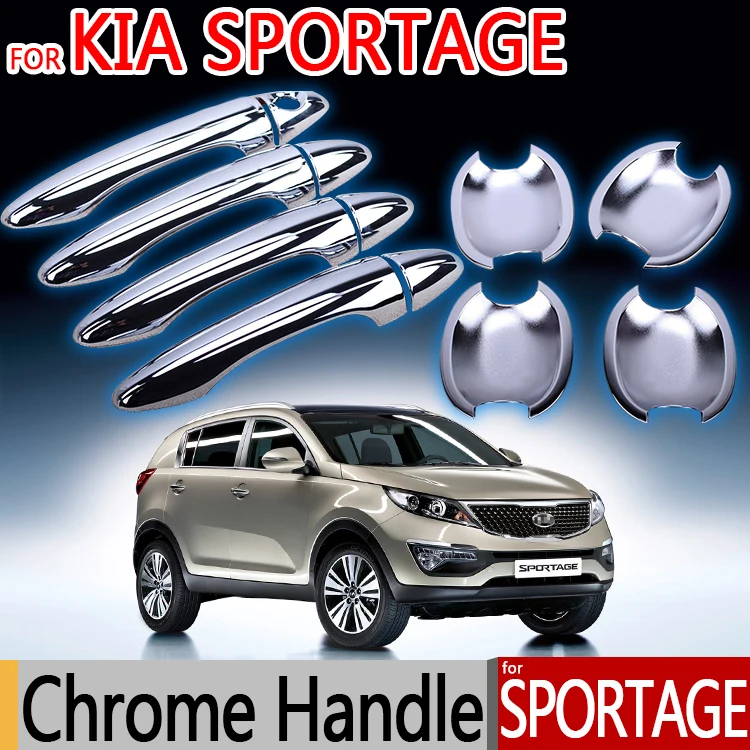 Capas de maçaneta cromadas para Kia Sportage, guarnição de 4 portas, adesivos, acessórios de estilo de carro, 2010, 2011, 2012, 2013, 2014, 2015