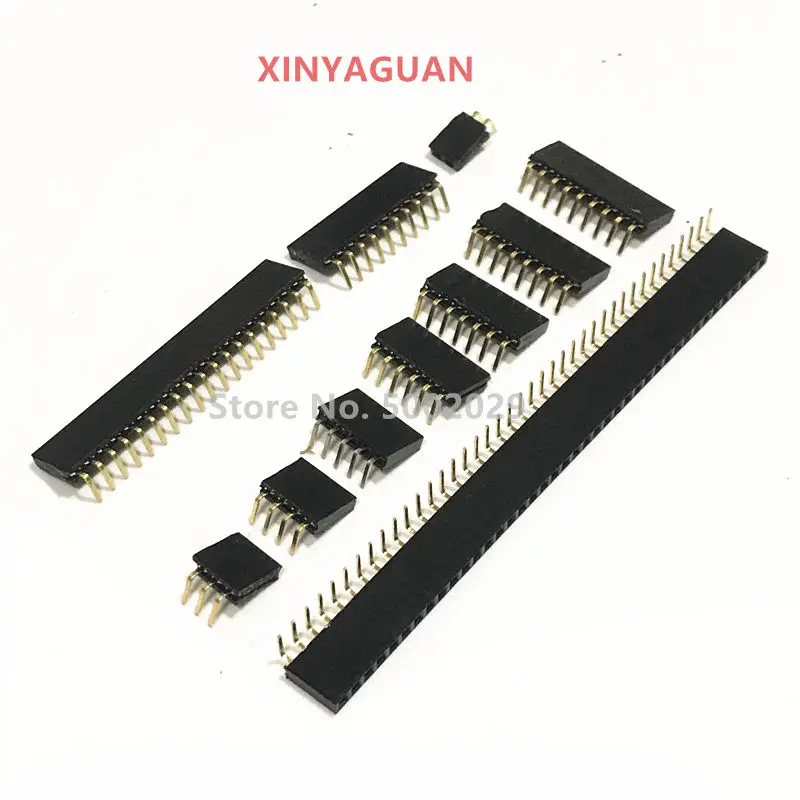 Connettore femmina a fila singola passo 2.54mm 1*2/3/4/5/6/7/8/9/10/20/40 PiN connettore femmina ad angolo retto ad angolo retto per Arduino