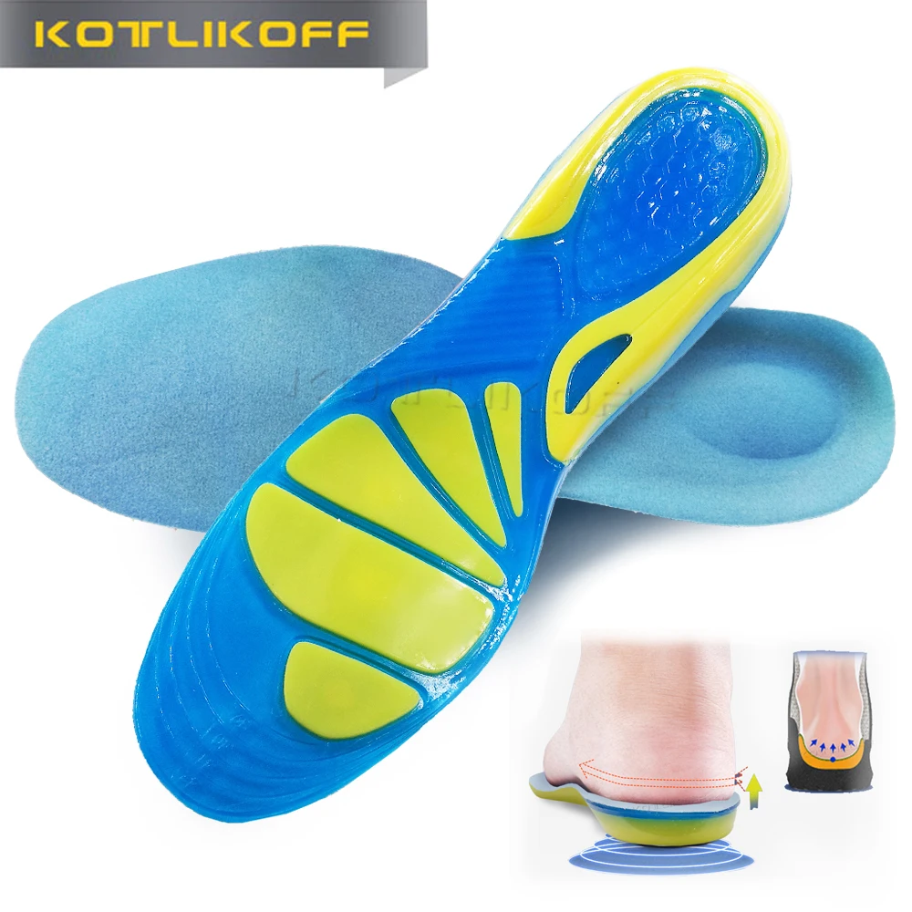 Silicone Gel Insoles For Feet Sport Running Elastic Shock Absorption Heel Cushion Orthopedic Insoles For Shoes Men Large Size