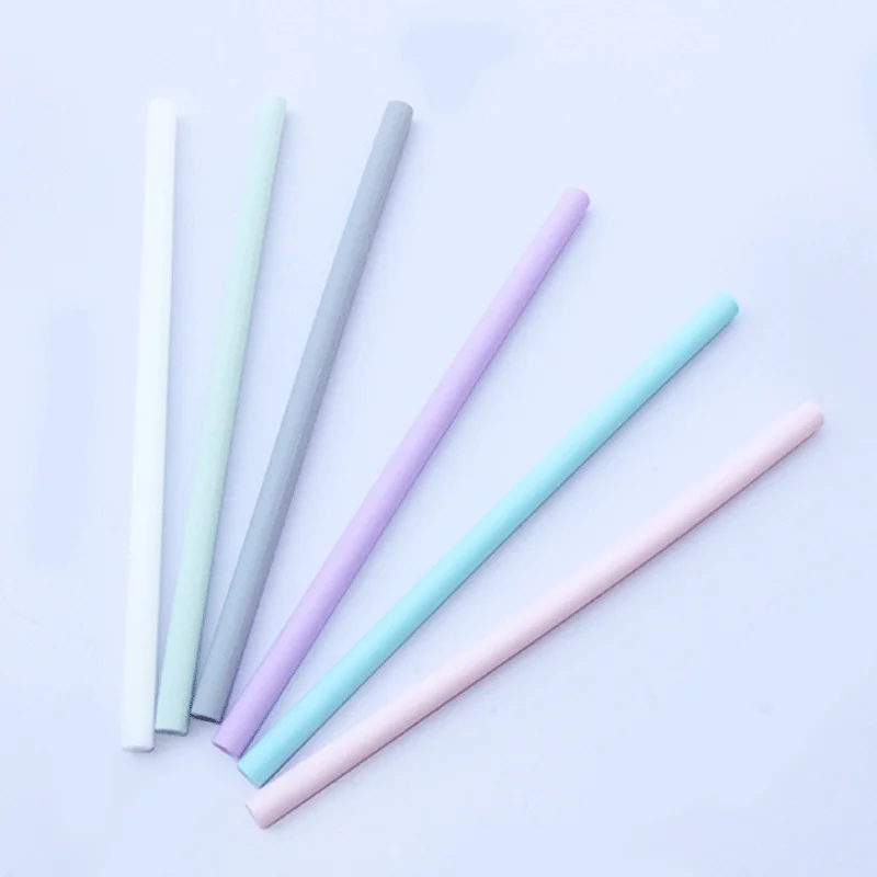 6 pcs Reusable Food Grade Silicone Straws Straight Bent Drinking Straw With Cleaning Brush Set Party Bar accessory