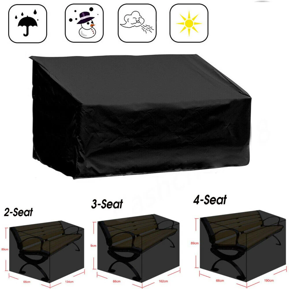 Multiple Specifications Available Garden Bench Dustproof Cover Garden Bench Waterproof Breathable Outdoor Bench Seat Cover Black