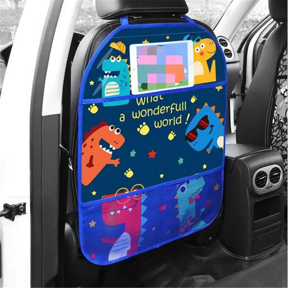 Car Organizer Tablet Stand Hanging Bag Baby Cartoon Car Seat Back Protector Car Storage Holder Kick Mat Baby Care Accessories