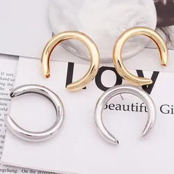Simple Fashion Metal Geometric Big Round Earrings For Women Hollow Stud Earrings Jewelry Punk Style Party Gift Accessories