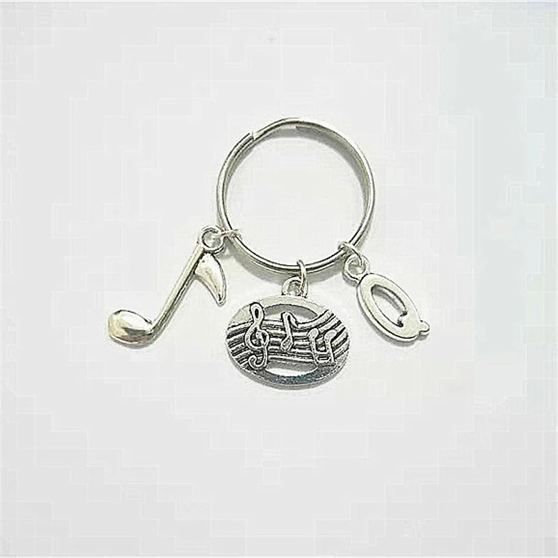 Music Notes Key Ring/ Keychain / Zipper Pull - Music Lover Gift - Sheet Music Keychain Initial Keychain