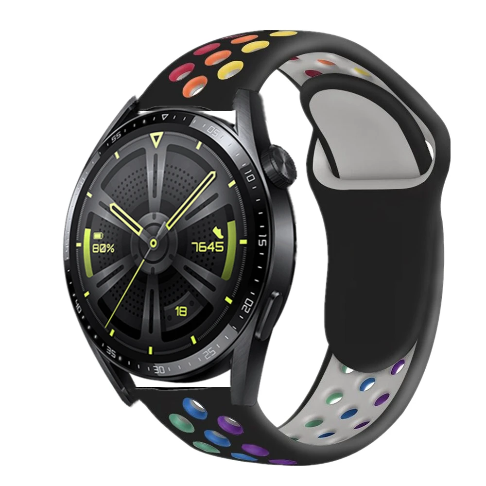 Rainbow Bands For HUAWEI Watch GT Runner GT 3 42mm 46mm GT2 Pro Silicone Wrist Strap For Honor Watch GS 3 Magic 2 Sport Bracelet