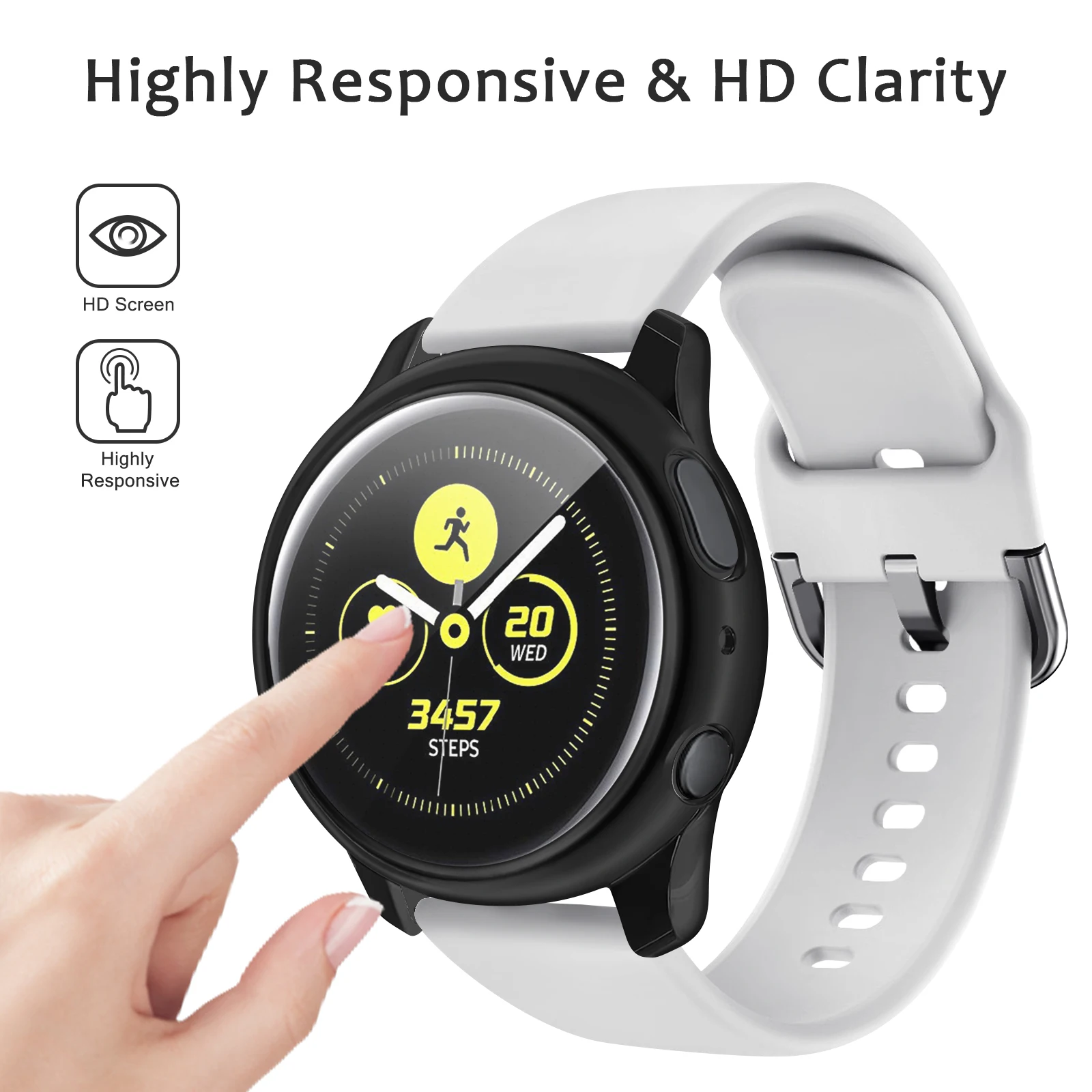 Horloge Case Voor Samsung Galaxy Horloge Actieve 2 44Mm 40Mm Tpu Rondom Bumper Screen Protector + film Smartwatch Cover Accessoires