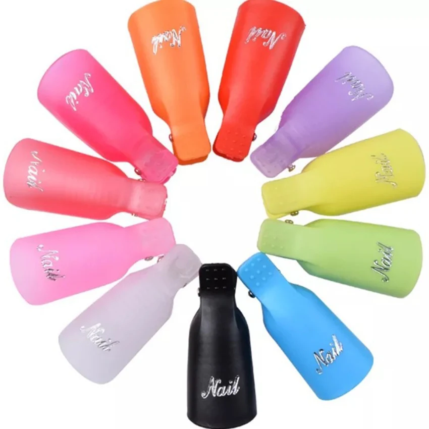 10ชิ้น/เซ็ตสีเล็บ Remover คลิปอะคริลิคเล็บอะคริลิค Soak ปิดคลิป Caps เจล UV เจล Quick Removal คลิป,10สี