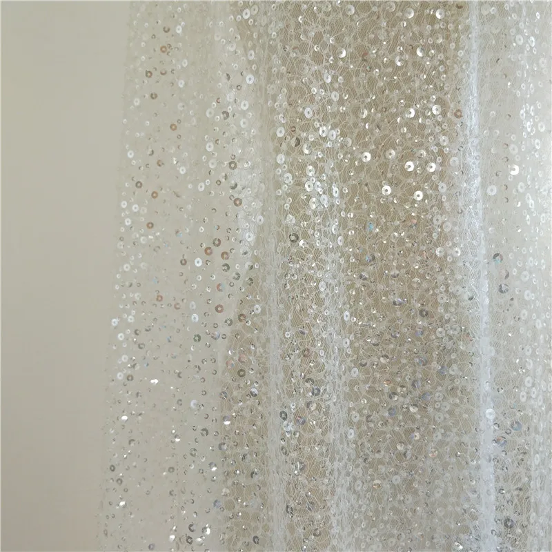 

new bead &sequins decorative fabric lace ivory lace for dress