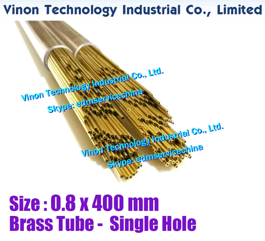 (100PCS/LOT) 0.8x400MM EDM Brass Tube Single Hole, Brass EDM Tubing Electrode Tube Single Channel, Diameter 0.8mm, 400mm Long