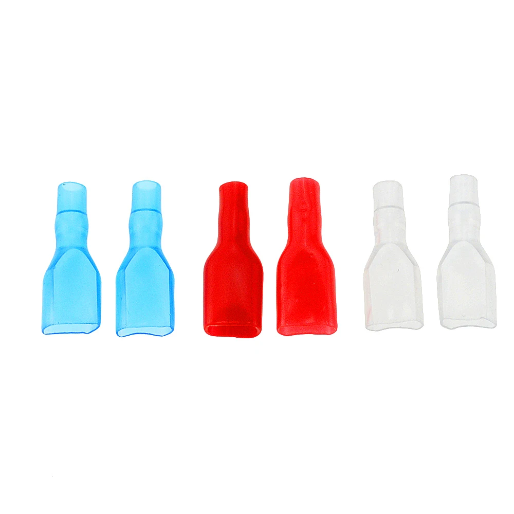 50PCS Cover Case For 2.8mm 4.8mm 6.3mm Crimp Terminal Spade Connector 2.8 4.8 6.3 Terminal Cap Plug Spring Sheath Red Blue