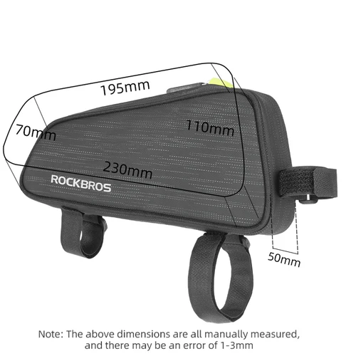 Imagen 2 del producto ROCKBROS-bolsa para tubo frontal de bicicleta, bolsa para cuadro impermeable, gran capacidad, 1,1l, reflectante, para bicicleta de montaña