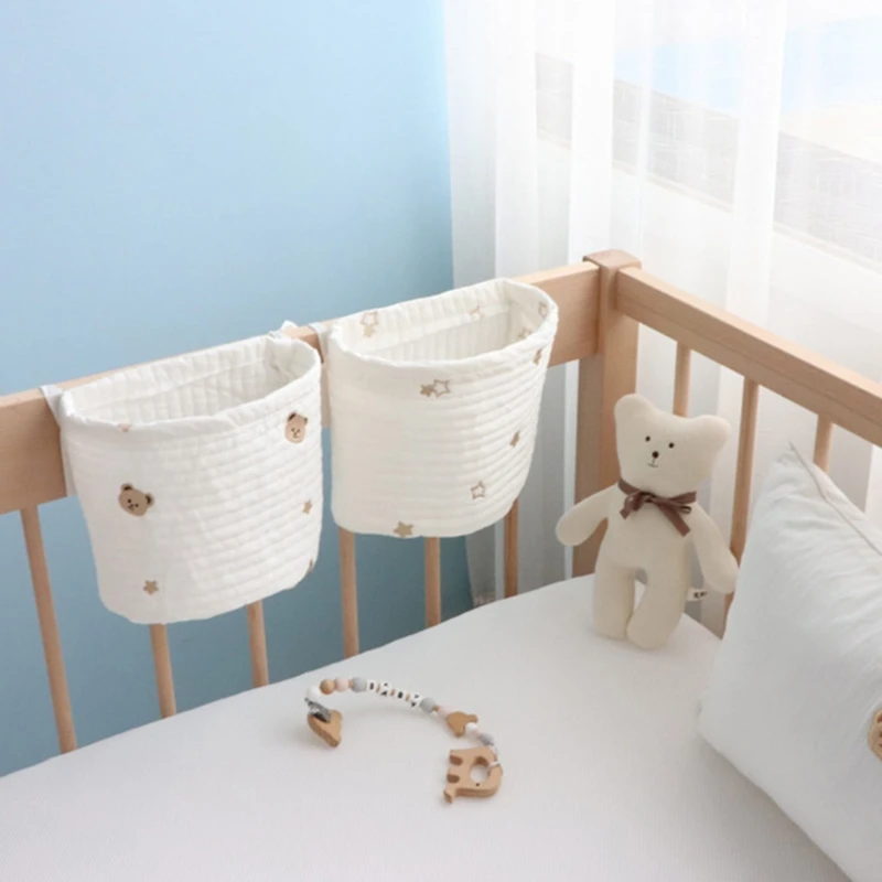 Bedside Storage Bag Baby Crib Organizer Hanging Bag for Dormitory Bed Bunk Hospital Bed Rails Book Toy Diaper Pockets Bed Holder