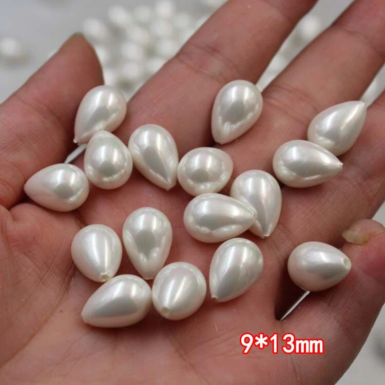 White Color Nice Quality South Sea Oyster Shell Pearls Tear Drop Shape Half Drilled Loose Pearls, 50pcs/lot