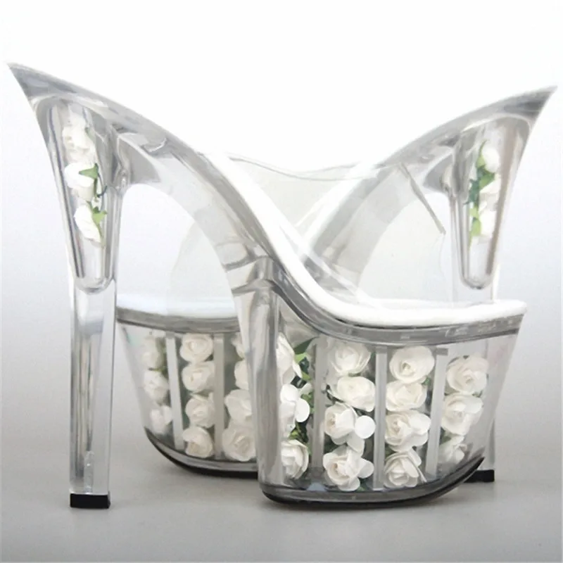 Shiny evening performance transparent shoes/shoes/party 20 cm high shoes, sandals, high heel Dance Shoes