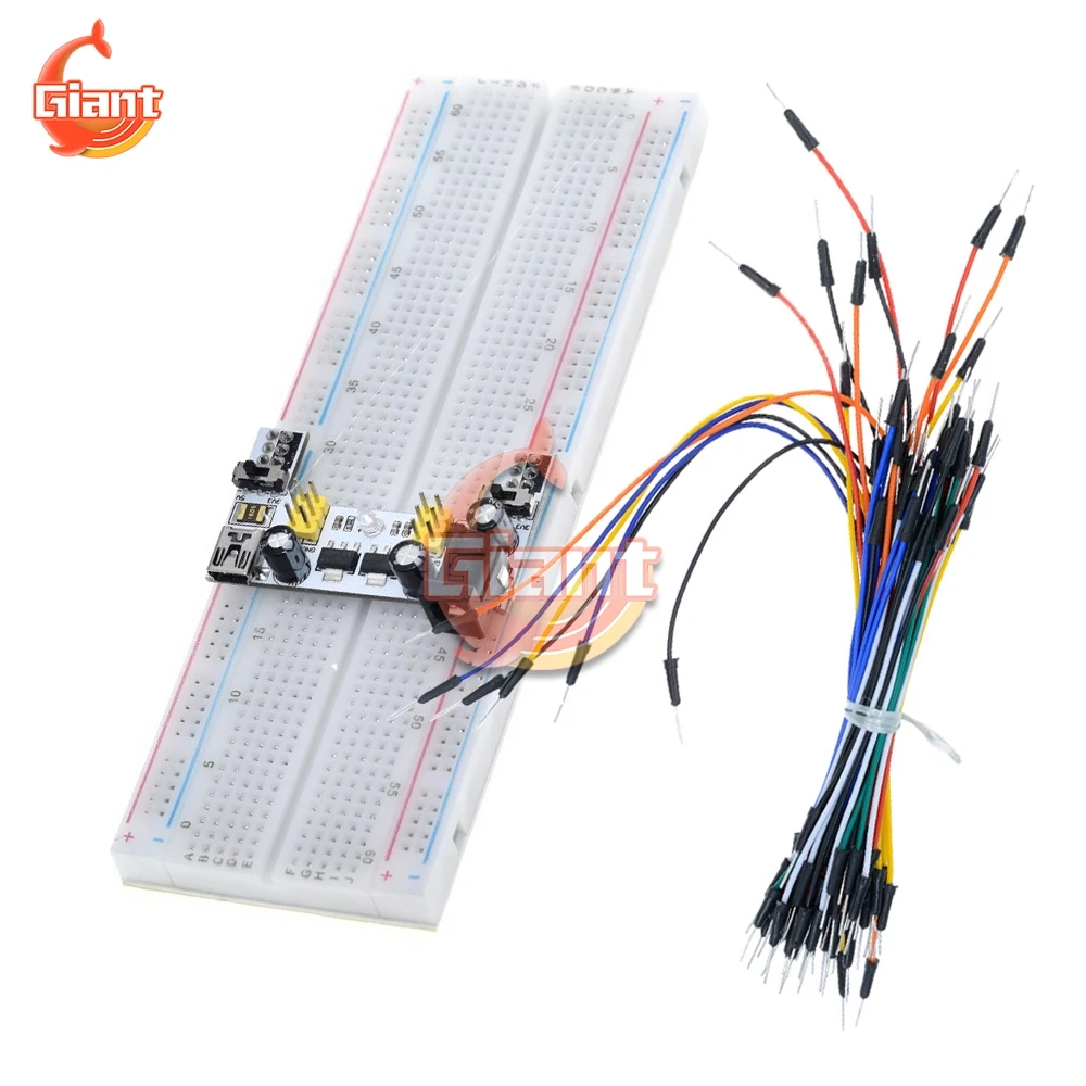 Modul Suplai Daya Papan Sirkuit 3.3V 5V MB102 + MB-102 830 Poin Papan Roti Prototipe untuk Kit Arduino + 65 Kabel Jumper Grosir