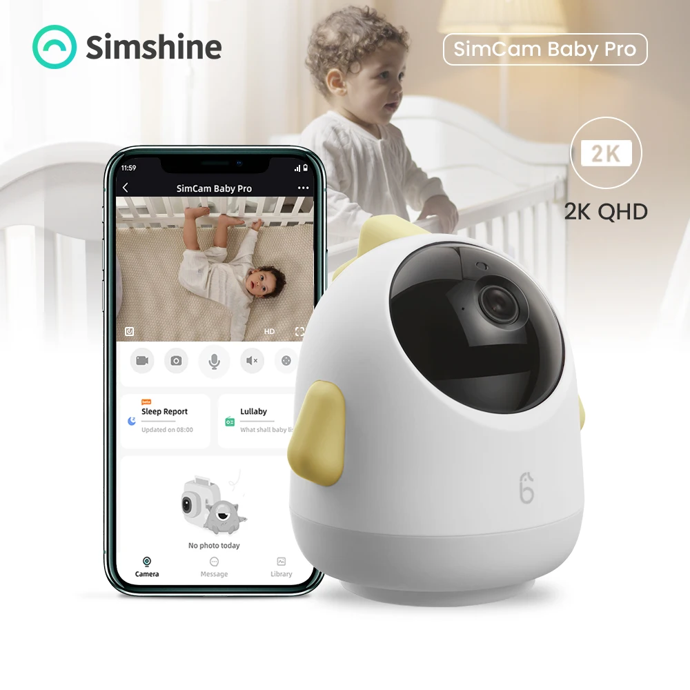 Simshine Baby Monitors with Camera WIFI Wireless Video Nanny 2K HD Security Surveillance Cam Night Vision Face & Sleep Camera