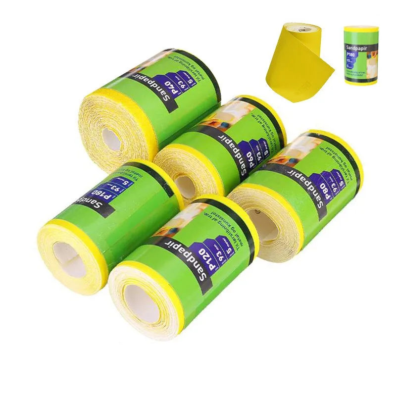 Grit 40 60 80 120 180 5M Fast Sandpaper 1pc Yellow Aluminium Oxide Sanding Roll Woodwork Metalwork Hand Abrasive Tool