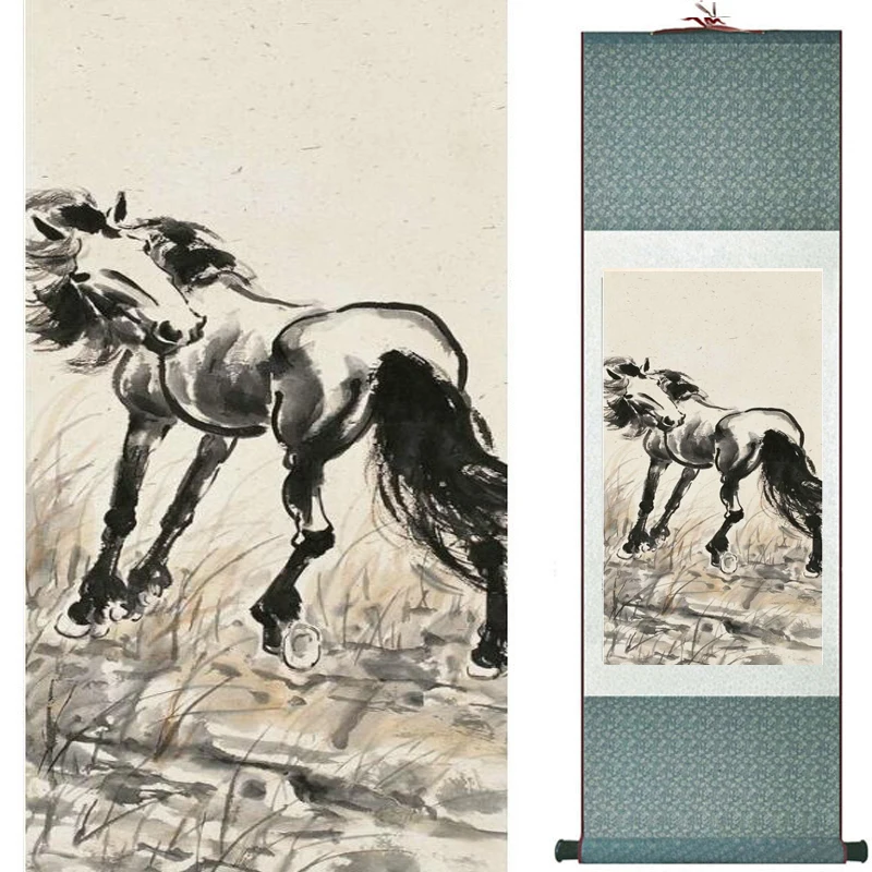 

top quality Chinese Horse silk painting Horse art painting Silk scroll art painting eight horse painting20190905061