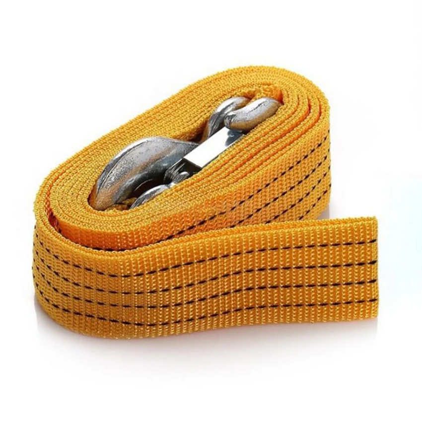 Heavy Duty Car Tow Strap with Safety Hooks, Recovery Strap, 3 Tons Capacity, High-strength Polypropylene Towing Strap