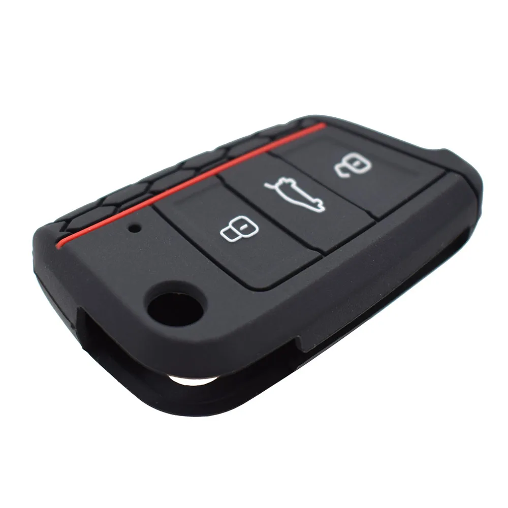 3 Buttons Silicone Remote Flip Key Case Cover For VW Polo Golf 7 Tiguan Jetta GTI Fob Sleeve 2015 2016 2017 2018 2019 2020