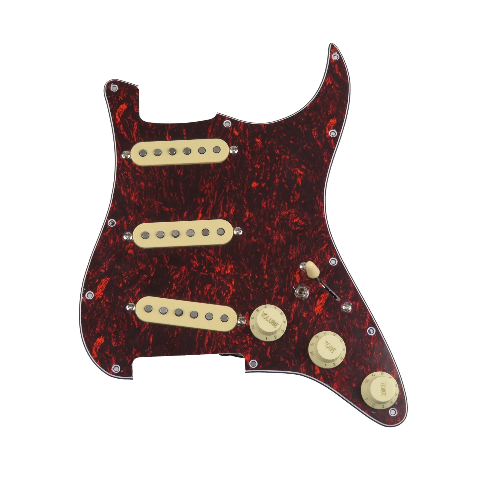 

Loaded Pickguard Pickups Guitar Alnico 5 Pickups SSS Single Coils Pickups /Yellow Pickup Covers Set