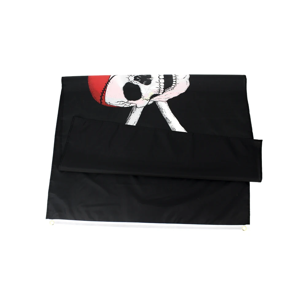 90*150cm Jolly Roger Skull Bone With  Red Scarf Flag for Decoration