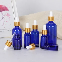 Dropper Bottle Blue Glass 5-100ML Reagent Eye Dropper Drop Aromatherapy Liquid Pipette Refillable Bottle Essential Oil Container